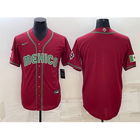 Men Mexico Baseball Blank 2023 Red World Baseball With Patch Classic Replica Stitched Jerseys